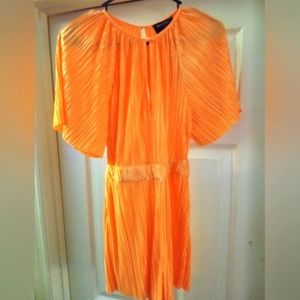 Minkpink Livia Plisse Orange Romper ( Size: XS)